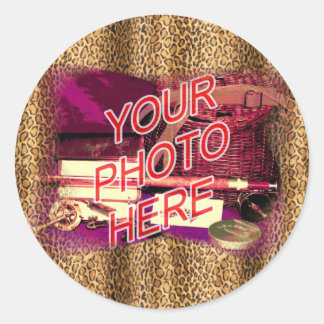 Adesivo Redondo Modelo de Frame Leopardo