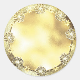 Adesivo Redondo Modelo de fundo Dourado personalizável