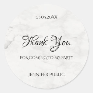 Adesivo Redondo Modelo de Letra Manuscrita de Agradecimento Mármor
