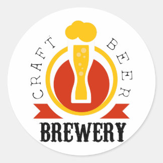 Adesivo Redondo Modelo de logotipo de cervejeira de artesanato