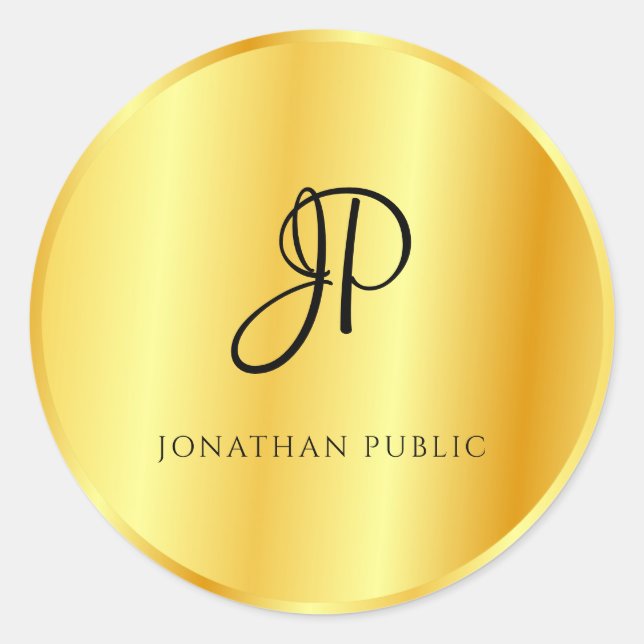 Adesivo Redondo Modelo de Olhos Metálicos Dourados Falsos Monogram (Frente)