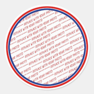 Adesivo Redondo Modelo de Quadro de Fotos Branco Vermelho e Azul