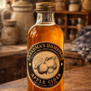 Adesivo Redondo Modelo de rótulo Kraft vintage de sidra de maçã ca