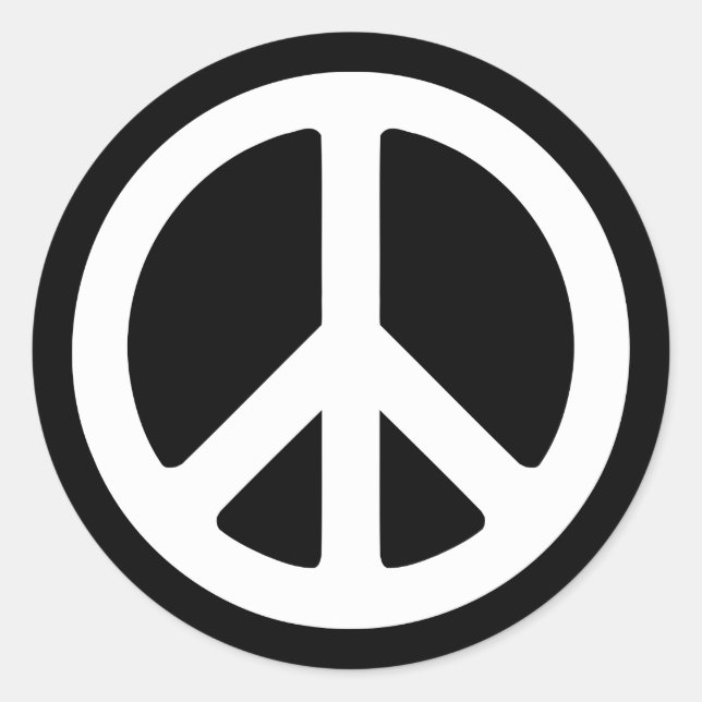 Adesivo Redondo Modelo de Símbolo de Paz Branco (Frente)