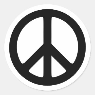 Adesivo Redondo Modelo de Símbolo de Paz Preto