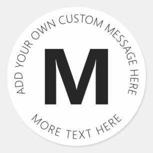 Adesivo Redondo Modelo de Texto Circular Moderno Negrito Preto e