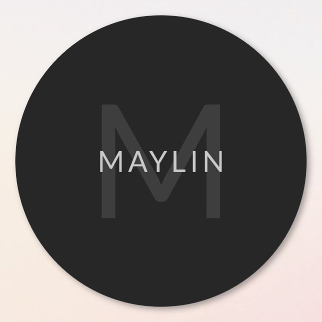 Adesivo Redondo Modelo de Texto Editável para Nome Monograma Etc. (Criador carregado)