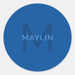 Adesivo Redondo Modelo de Texto Editável para Nome Monograma Etc.