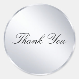 Adesivo Redondo Modelo de texto moderno de agradecimento em prata 