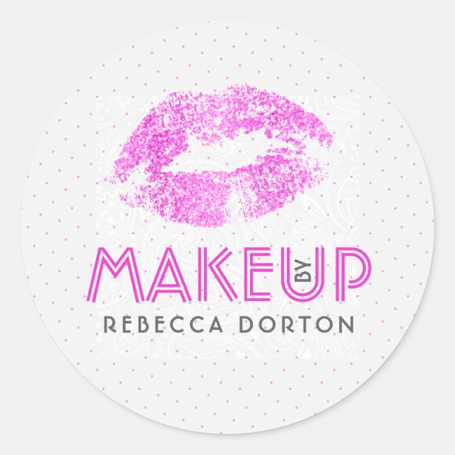 Adesivo Redondo Modelo de Texto Personalizado com Falha Cintilante (Frente)