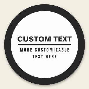 Adesivo Redondo Modelo de texto simples e personalizável em negrit