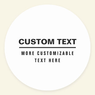 Adesivo Redondo Modelo de texto simples e personalizável em negrit