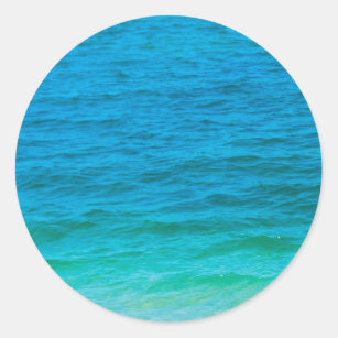Adesivo Redondo Modelo de Vazio Elegante das Ondas Azuis do Mar Ve