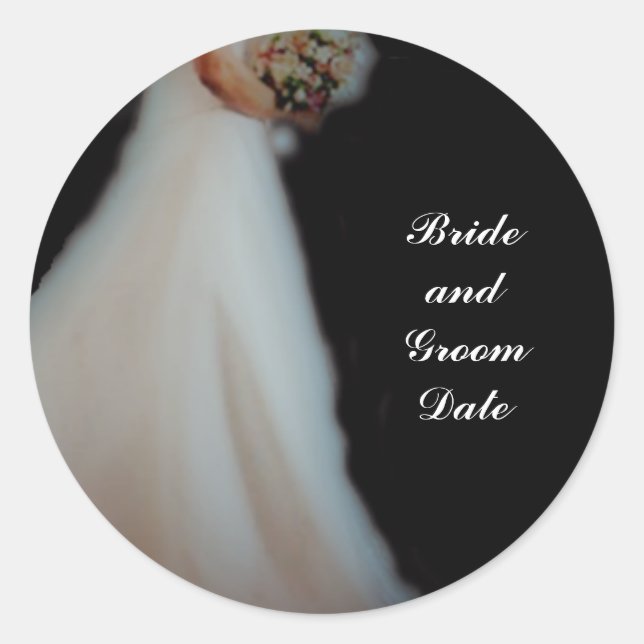 Adesivo Redondo Modelo de Vinhetas de Envelope de Casamento (Frente)