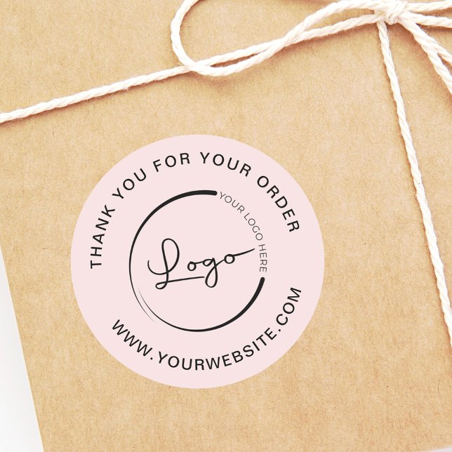 Adesivo Redondo Modelo de Web site da Empresa Obrigado Rosa (Criador carregado)