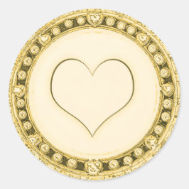 Adesivo Redondo Modelo Dourado Personalizar Coração