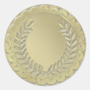Adesivo Redondo Modelo Dourado Personalizar Laurel Wreath