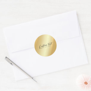 Adesivo Redondo Modelo Dourado Seu Texto Personalizado Caligrafia