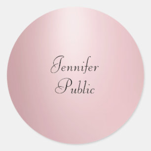 Adesivo Redondo Modelo Elegante de Script de Caligrafia Dourada ro