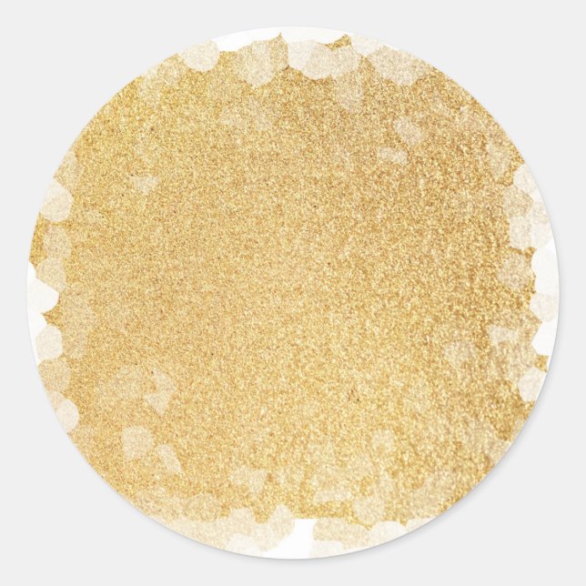 Adesivo Redondo Modelo em Branco Brilho Dourado Falso Elegante Gla (Frente)