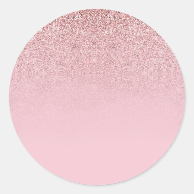 Adesivo Redondo Modelo em Branco com Brilho em Rose Gold Elegante  (Frente)
