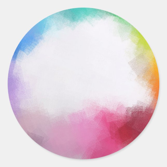 Adesivo Redondo Modelo em Branco de Arte Abstrata Vermelho Amarelo (Frente)