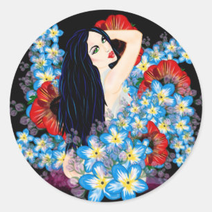 Adesivo Redondo Modelo Glamor no canteiro de flores de Poppy, ART