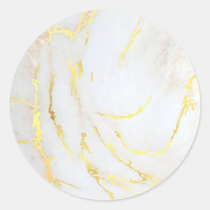 Adesivo Redondo Modelo Marble Dourado Elegante Adicione seu texto
