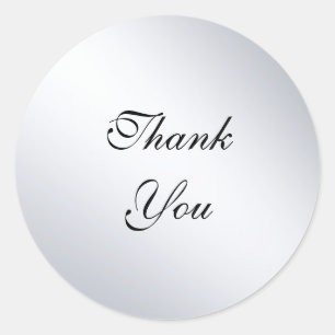 Adesivo Redondo Modelo Moderno de Faux Silver Texto de Agradecimen