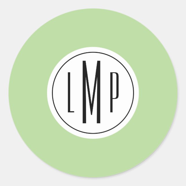 Adesivo Redondo modelo monograma de 3 letras (Frente)