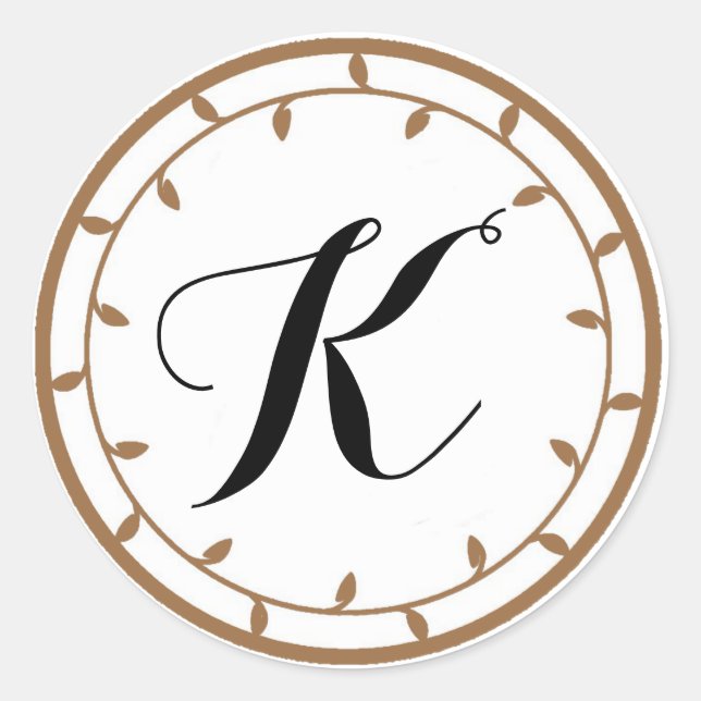 Adesivo Redondo Modelo Monograma Dourado (Frente)