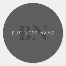 Adesivo Redondo Modelo Monograma Editável Cinza