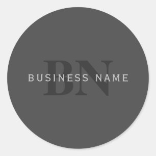 Adesivo Redondo Modelo Monograma Editável Cinza