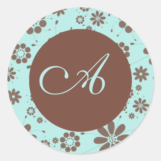 Adesivo Redondo Modelo Monograma Personalizado Vinheta de Selagem  (Frente)