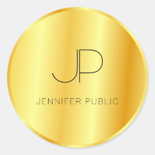 Adesivo Redondo Modelo Monogramas Trendy Faux Dourado