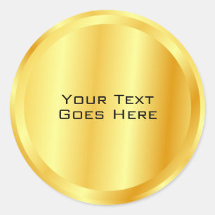 Adesivo Redondo Modelo personalizado com aparência metálica dourad