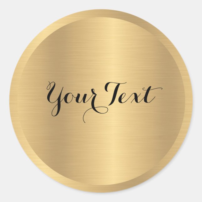 Adesivo Redondo Modelo personalizado com texto falso dourado com a (Frente)