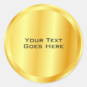 Adesivo Redondo Modelo Personalizado De Exame Metálico Dourado Fau