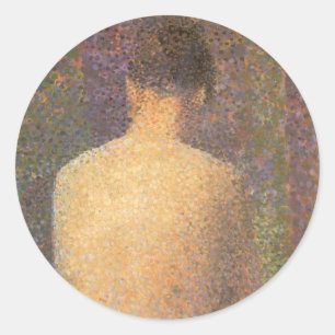 Adesivo Redondo Modelo Por Trás por Georges Seurat, Arte Antigo