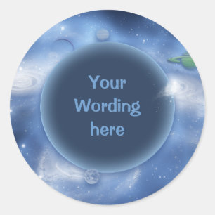 Adesivo Redondo Modelo Stickers - fantasia de espaço personalizáve