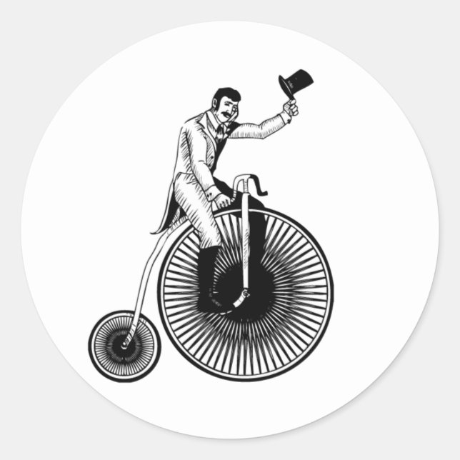 Adesivo Redondo Modelo T Penny Farthing Classic (Frente)