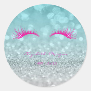 Adesivo Redondo Moder elegante Bokeh Glittery, chicotes do falso