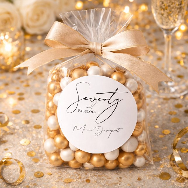 Adesivo Redondo Modern 70 and Fabulous 70th Birthday Party  (Criador carregado)