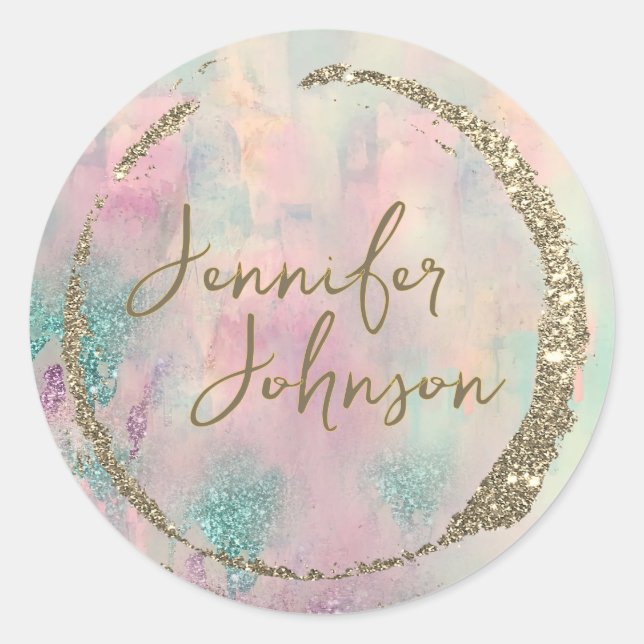 Adesivo Redondo Modern Art Abstract  Paint Watercolor Artist  (Frente)