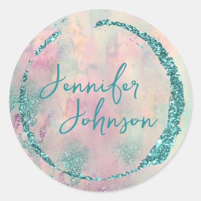 Adesivo Redondo Modern Art Abstract Paint Watercolor Artist  (Frente)