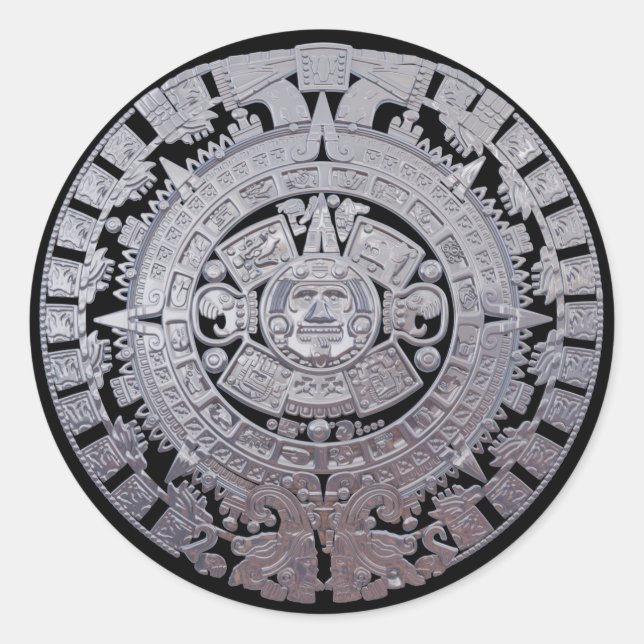 Adesivo Redondo Modern Aztec Mayan Calender (Frente)