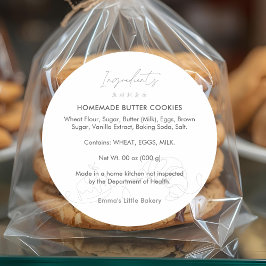 Adesivo Redondo Modern Bakery Line Art Ingredient Product