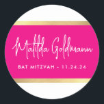 Adesivo Redondo MODERN bat mitzvah ultra trendy cor-de-rosa<br><div class="desc">por kat massard >> https://linktr.ee/simplysweetpaperie <<<</div>