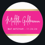 Adesivo Redondo MODERN bat mitzvah ultra trendy cor-de-rosa<br><div class="desc">por kat massard >> https://linktr.ee/simplysweetpaperie <<<</div>