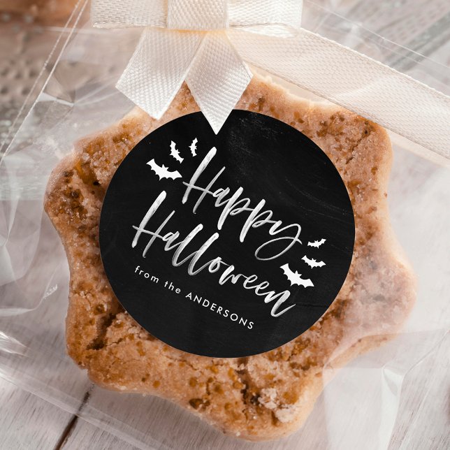 Adesivo Redondo Modern Bats Happy Halloween (Criador carregado)